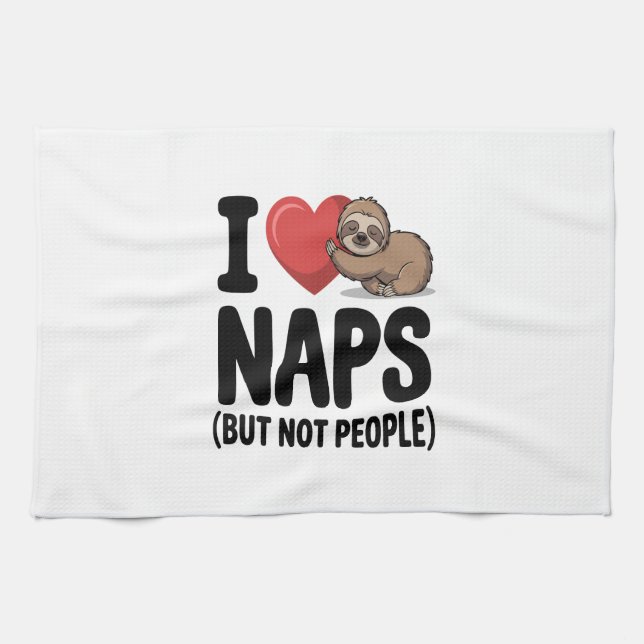 I Love Naps Cute Sloth Heart Kitchen Towel (Horizontal)