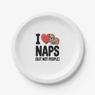 I Love Naps Cute Sloth Heart Paper Plate