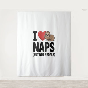 I Love Naps Cute Sloth Heart Tapestry
