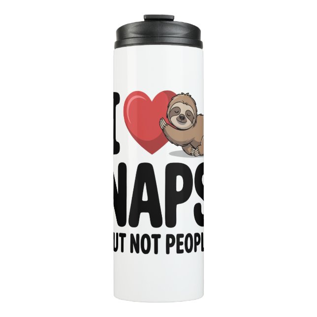 I Love Naps Cute Sloth Heart Thermal Tumbler (Front)