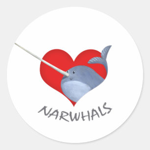 I love Narwhals Classic Round Sticker