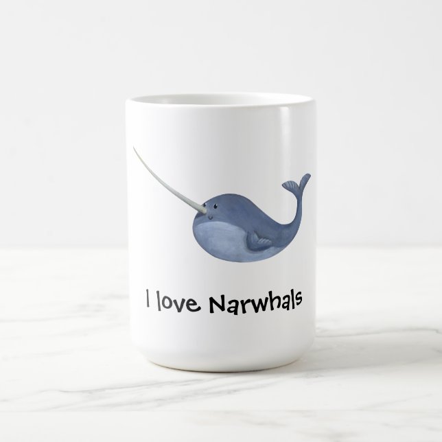 I love Narwhals -custom text - Coffee Mug (Center)