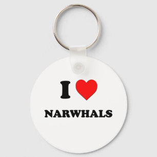 I Love Narwhals Keychain