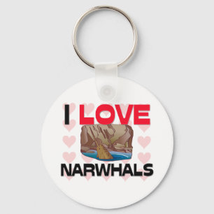 I Love Narwhals Keychain