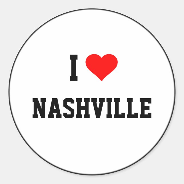 I Love Nashville Classic Round Sticker (Front)