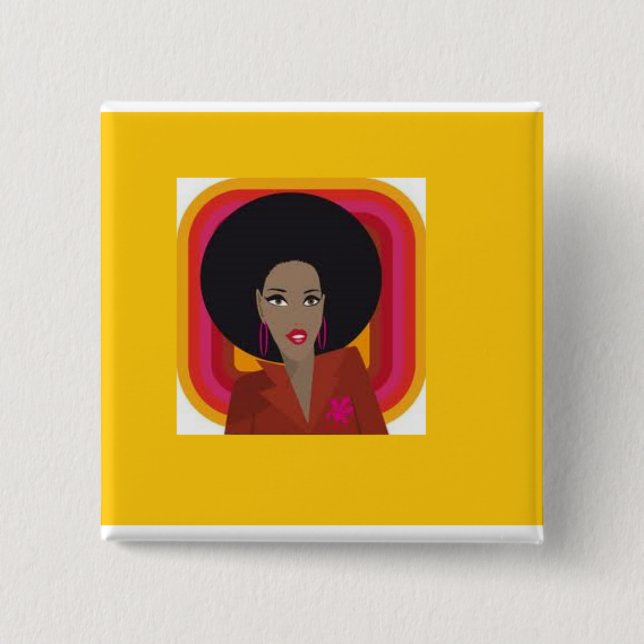 I love natural diva style 2 inch square button (Front)