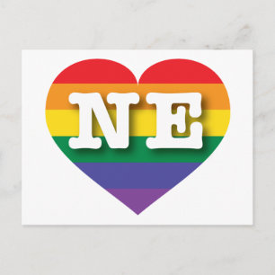 I Love Nebraska Rainbow Heart Postcard