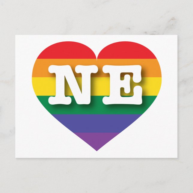 I Love Nebraska Rainbow Heart  Postcard (Front)