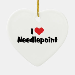 I Love Needlepoint Ceramic Ornament