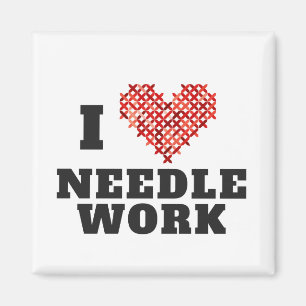 I Love Needlework Cross Stitch Magnet