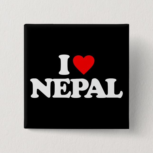 I LOVE NEPAL 2 INCH SQUARE BUTTON (Front)