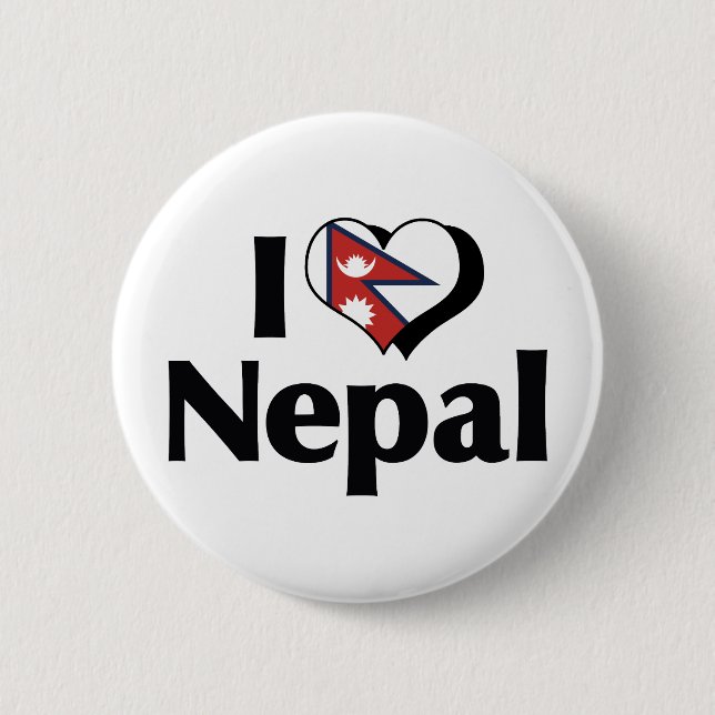 I Love Nepal Flag 2 Inch Round Button (Front)