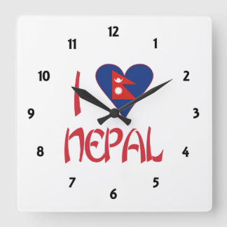 I Love Nepal Square Wall Clock