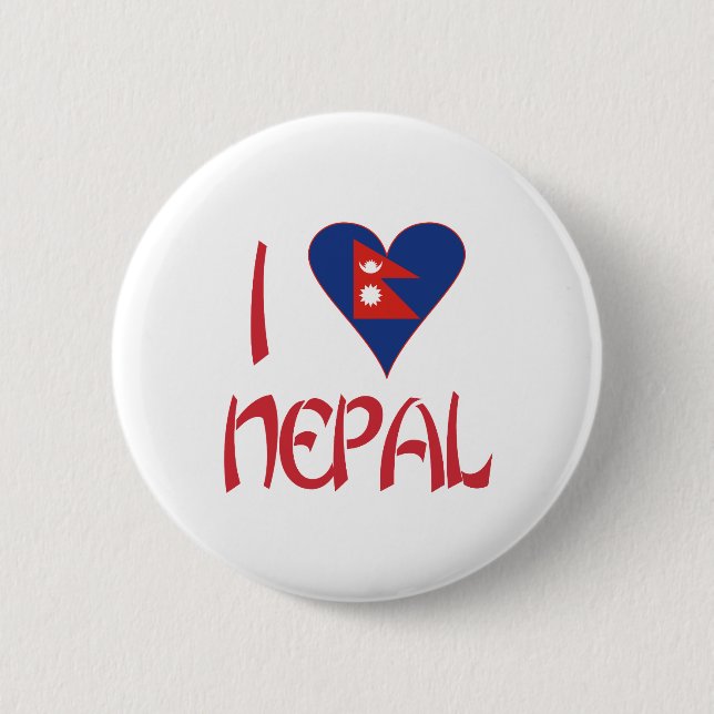 I Love (Nepalese Heart Flag) Nepal 2 Inch Round Button (Front)
