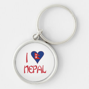 I Love (Nepalese Heart Flag) Nepal Keychain