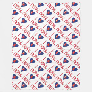 I Love (Nepalese Heart Flag) Nepal Tiled Fleece Blanket