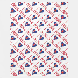 I Love (Nepalese Heart Flag) Nepal Tiled Fleece Blanket