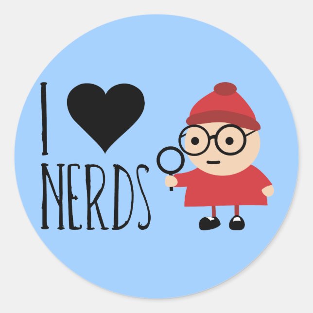 I Love Nerds Classic Round Sticker (Front)