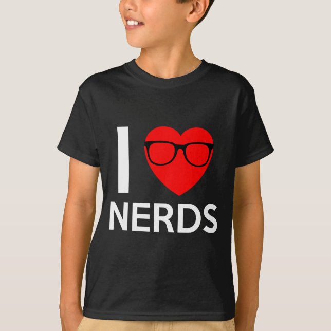 I Love Nerds Gles Funny Heart Valentines Gift Men  T-Shirt (Front)