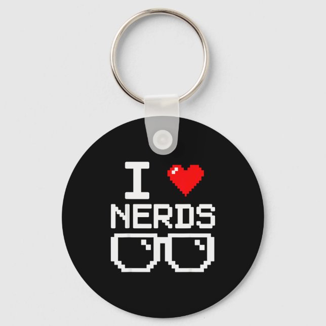I Love Nerds I Heart Nerds For Science Book Knowle Keychain (Front)