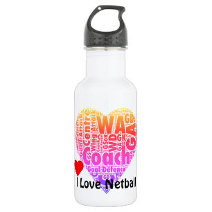 I Love Netball Coach Word Art 532 Ml Water Bottle