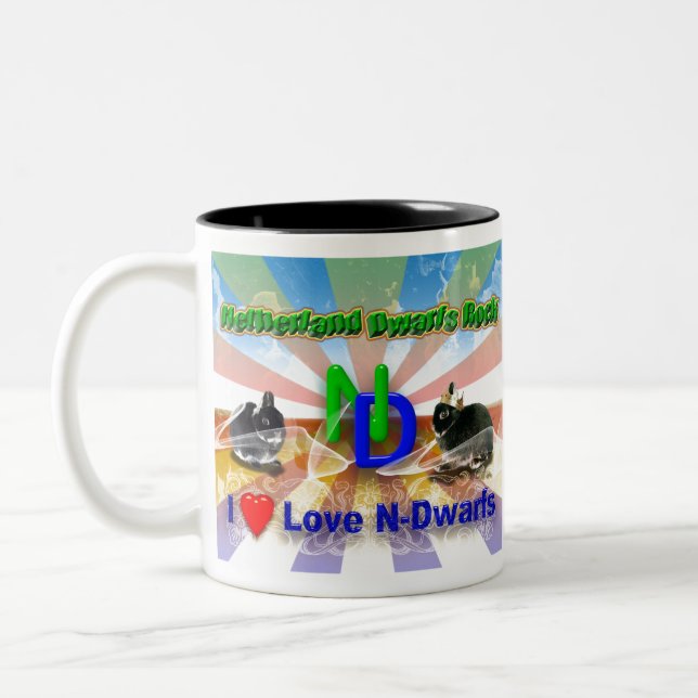 I love Netherland Dwarf Bunnies Two-Tone Coffee Mug (Left)
