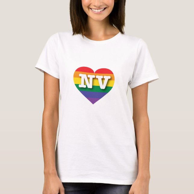 I Love Nevada Rainbow Heart T-Shirt (Front)