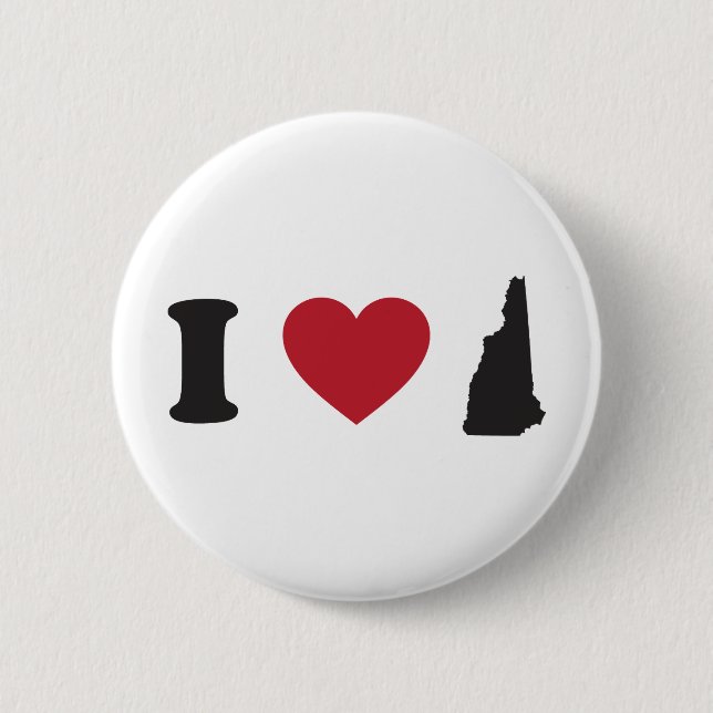 I Love New Hampshire 2 Inch Round Button (Front)