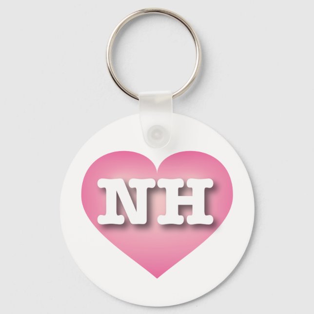 I love New Hampshire - NH pink fade heart Keychain (Front)