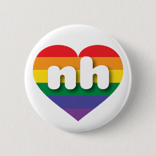 I Love New Hampshire Rainbow Heart 2 Inch Round Button