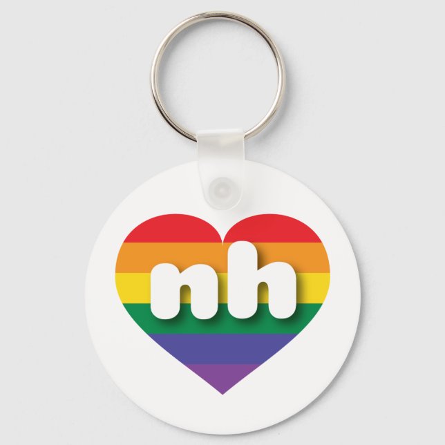 I Love New Hampshire Rainbow Heart Keychain (Front)