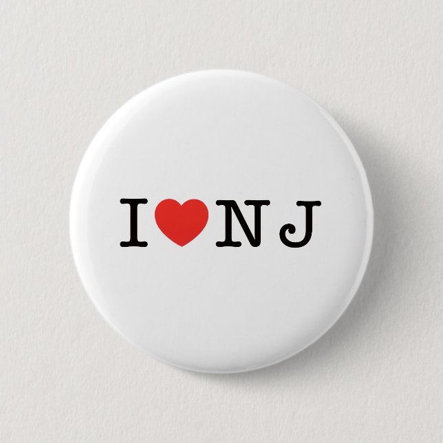 I LOVE New Jersey 2 Inch Round Button (Front)