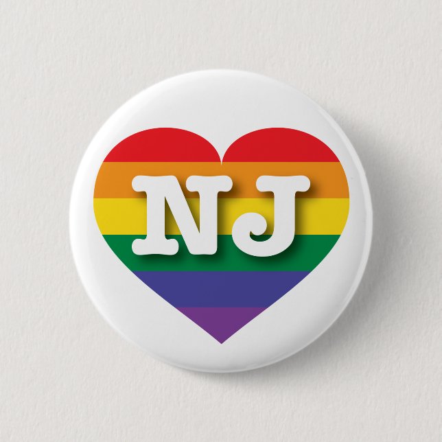 I love New Jersey Gay Pride Rainbow Heart 2 Inch Round Button (Front)