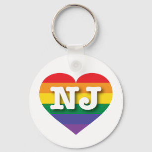 I Love New Jersey Rainbow Heart Keychain