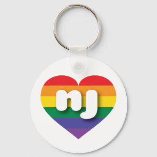 I Love New Jersey Rainbow Heart Keychain