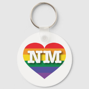 I Love New Mexico Rainbow Heart Keychain