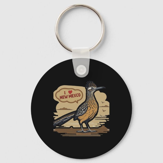 I Love New Mexico Roadrunner  Keychain (Front)