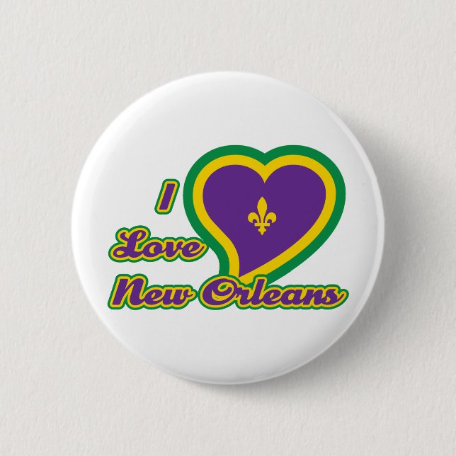 I Love New Orleans 2 Inch Round Button (Front)
