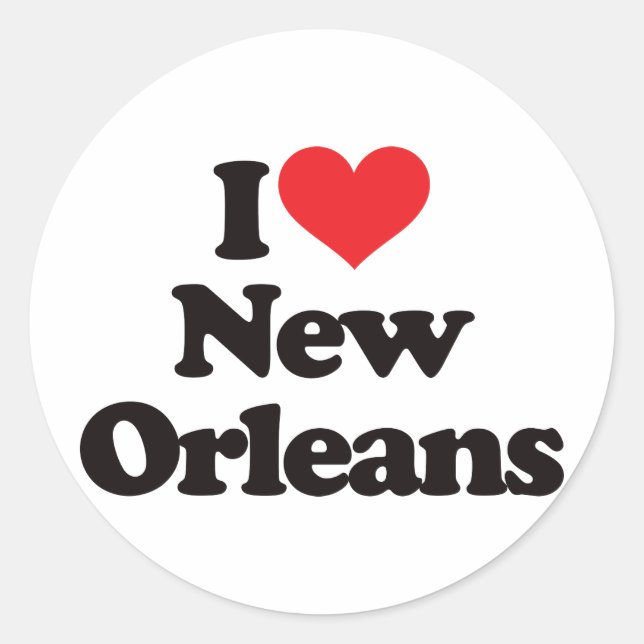 I Love New Orleans Classic Round Sticker (Front)