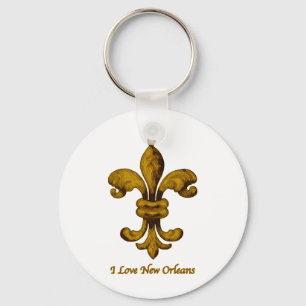 I love New Orleans gold fleur de lis Keychain