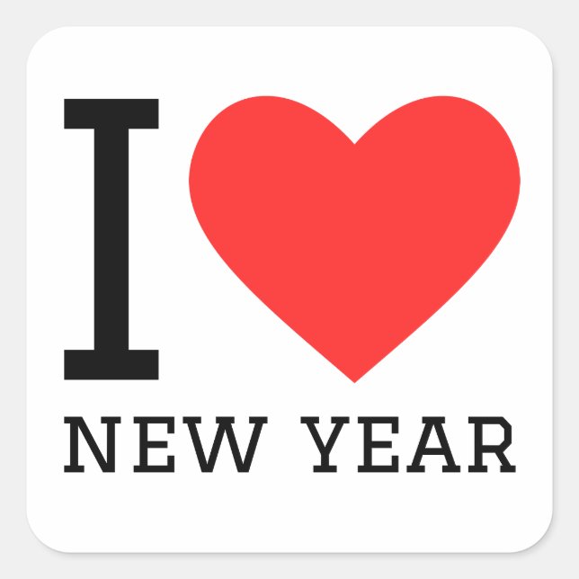 I love new year square sticker (Front)