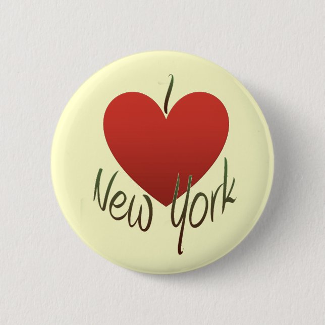I Love New York 2 Inch Round Button (Front)