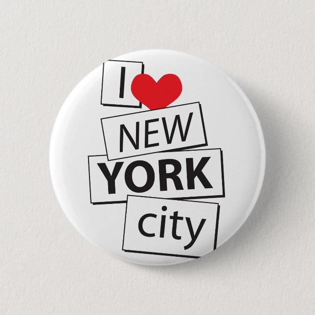 I Love New York City 2 Inch Round Button (Front)