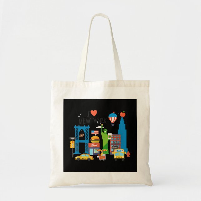 I love New York City NY Icons Souvenir Gift  Tote Bag (Front)