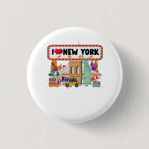 I Love New York City NY Icons Souvenir Statue of L 1 Inch Round Button