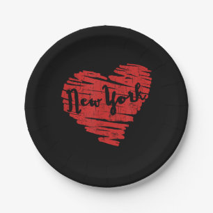 I Love New York Heart NY Paper Plate