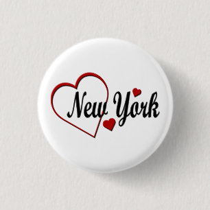 I Love New York Hearts 1 Inch Round Button