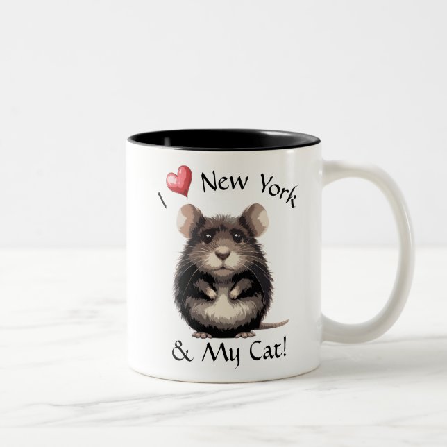 I Love New York & My Cat  Two-Tone Coffee Mug (Right)