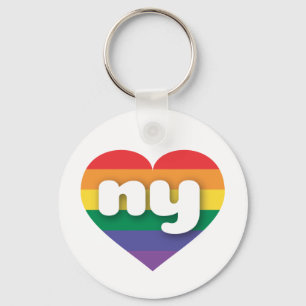 I Love New York Rainbow Heart Keychain