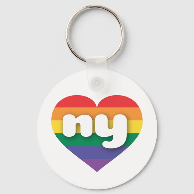 I Love New York Rainbow Heart Keychain (Front)